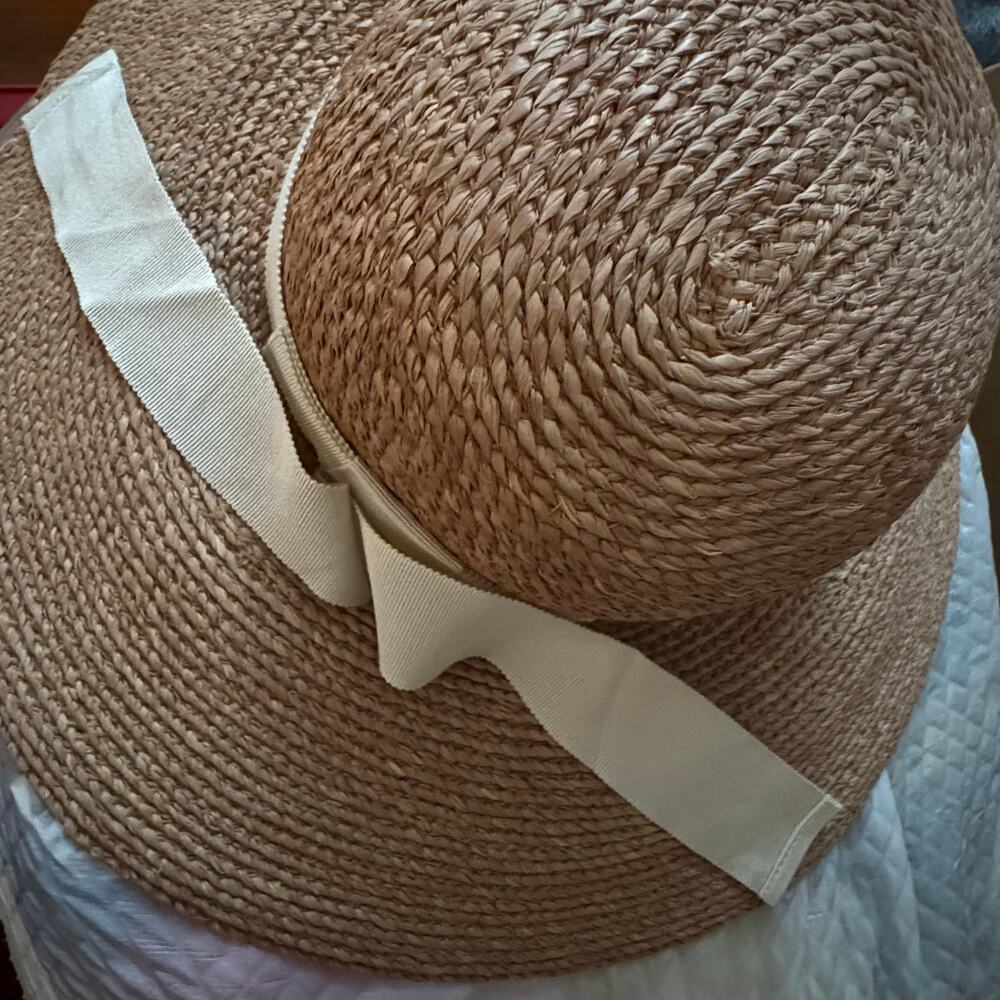 Helen Kaminski Cori Wide Brim Hat Nougat/Cream Raffia Sun Summer - Picture 11 of 16